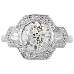 2.01 Carat GIA I/VS2 Old European Cut Diamond Platinum Ring 8