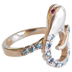 Used Gold Snake Ring Cocktail Ring Sapphire Ruby Animal jewelry J Dauphin