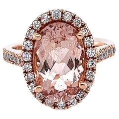 5.00 Carat Morganite Diamond Rose Gold Engagement Ring