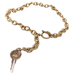 Chakra Collier choker chaîne épaisse pendentif clé de voûte en diamants blancs, émeraudes et rubis 
