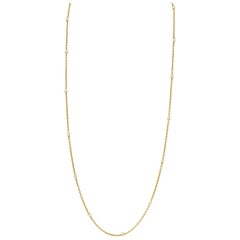 Französische viktorianische Perle 18 Karat Gelbgold 34 3/4 lange antike Station Halskette