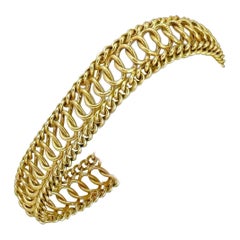Or jaune 14 carats vintage pour femmes  Bracelet à maillons fantaisie en spirale Italie 