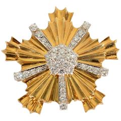 Tiffany & Co. Retro Diamond Gold Starburst Brooch