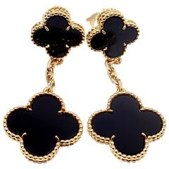 Van Cleef & Arpels Boucles d'oreilles en or Alhambra Magic Onyx noir