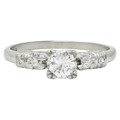 Mid-Century 0.55 CTW Diamond Platinum Five Stone Used Engagement Ring