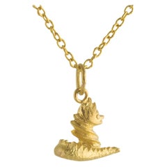 Ico & the Bird & Turquoise Mountain Myanmar Dragon Zodiac 18K Gold Necklace