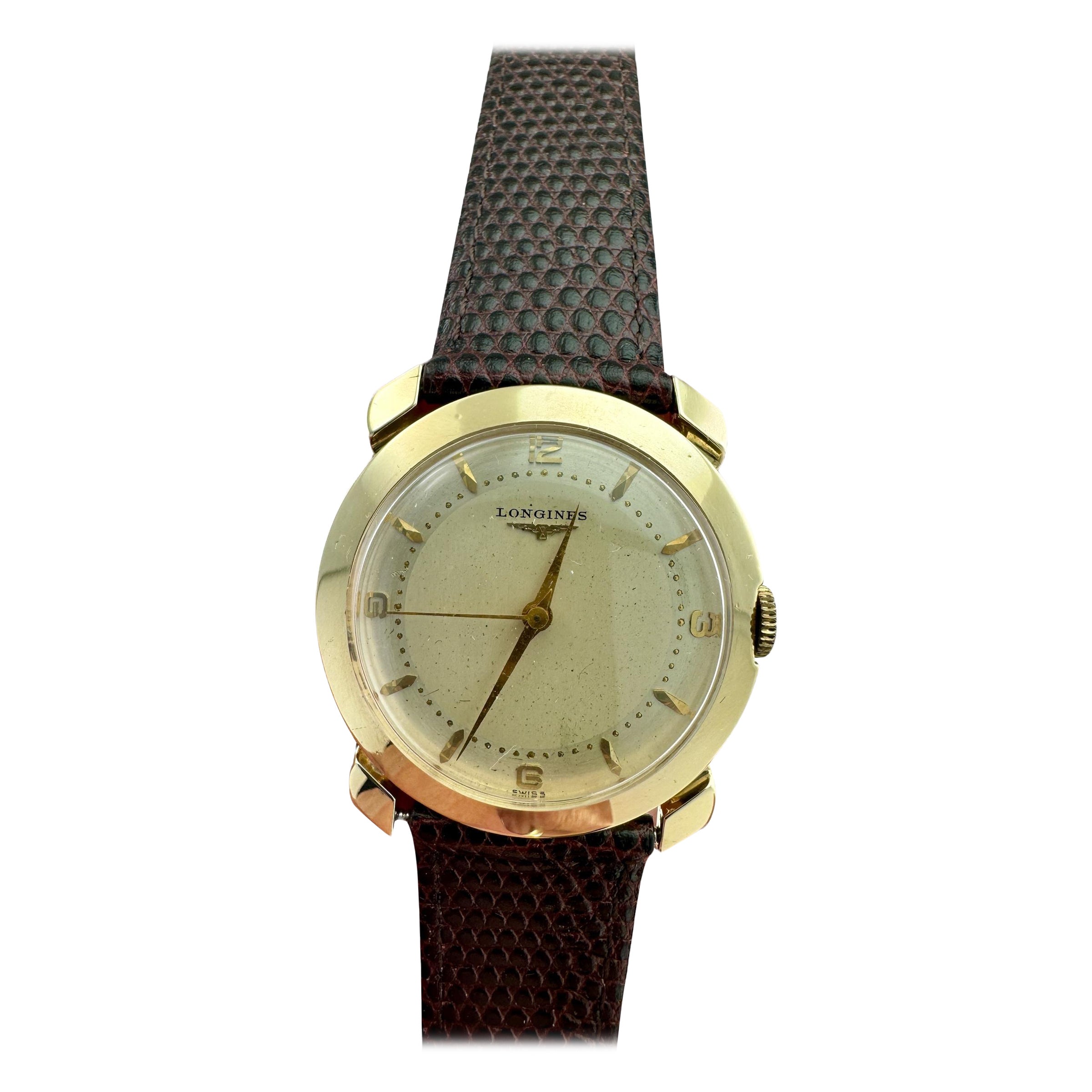 Vintage Longines Yellow Gold Wristwatch  For Sale