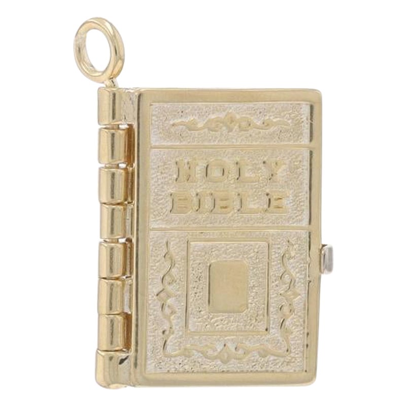 Yellow Gold Lord's Prayer Holy Bible Charm - 14k God's Word Faith For Sale