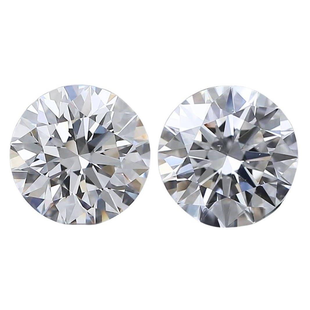 Brilliant 0.85ct Ideal Cut Pair of Diamonds - GIA Certified For Sale