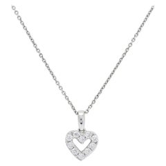 Natural Diamond 0.23 carats 18k White Gold Heart Pendant Chain Necklace