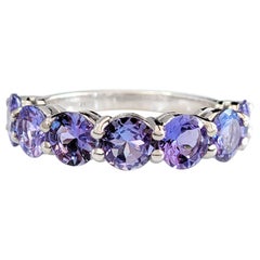 NO RESERVE! 3.18 Carat Tanzanite 7 Stone Eternity Band 14kt White gold - Ring