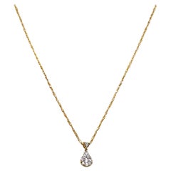 14k Yellow Gold .60 ct Diamond Cluster Pendant and 14k Gold Chain 18" - Stamped