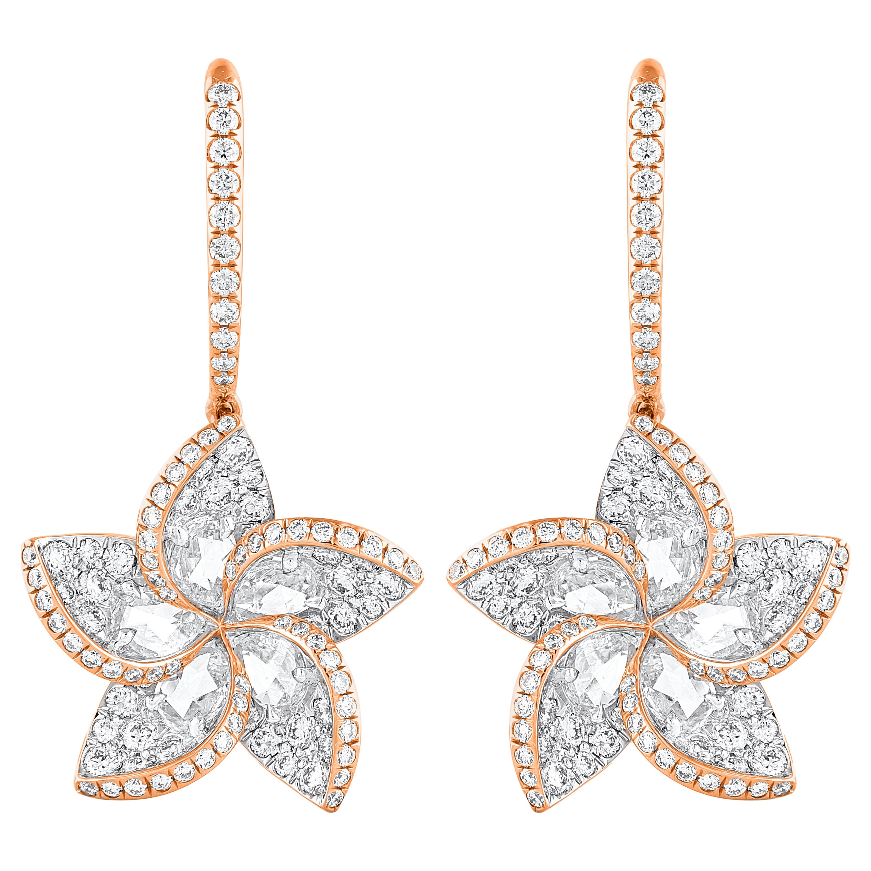 HARAKH 1 5/8 CT Natural Colorless Diamond Brilliant and Rose Cut Dangle Earrings