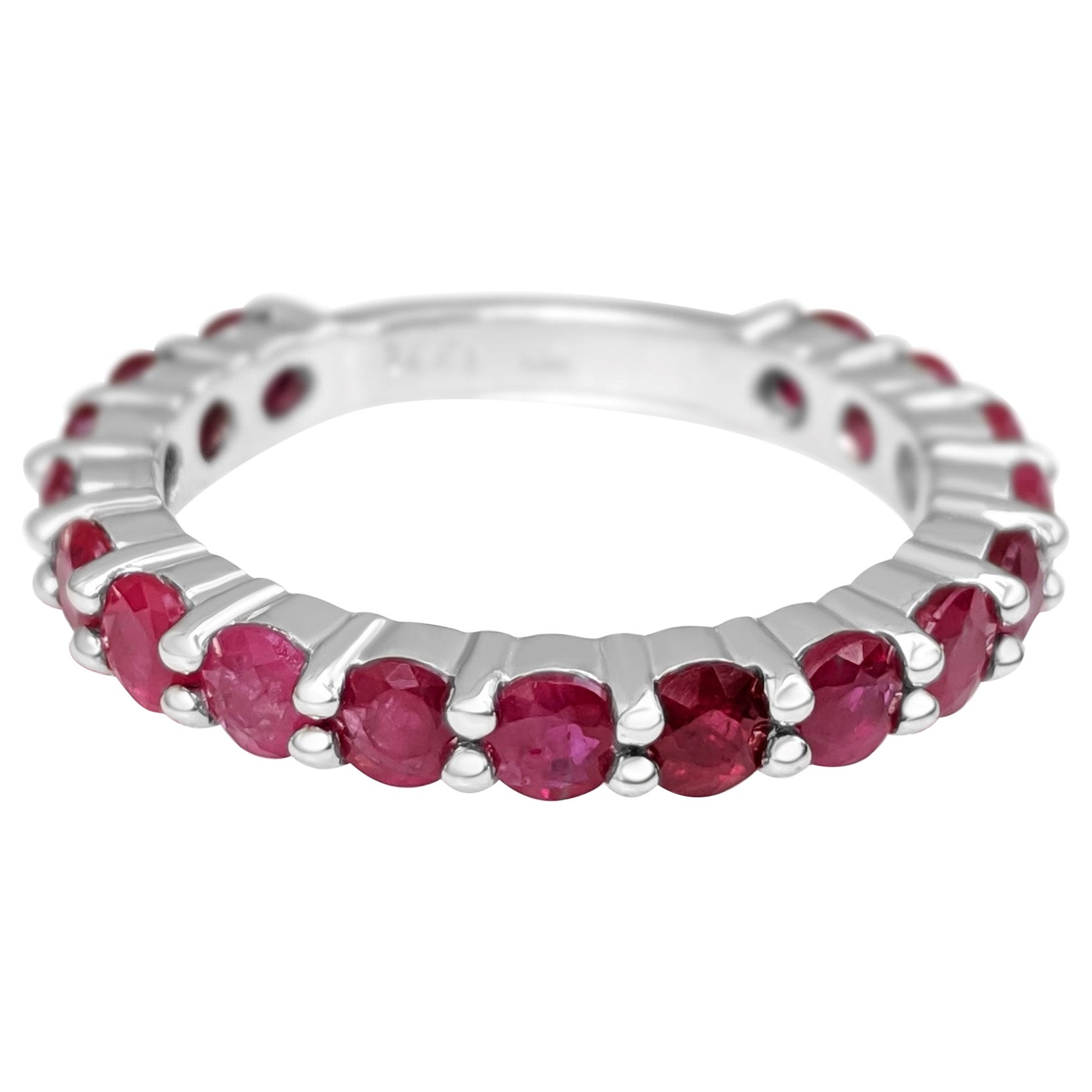 NO RESERVE! 2.00 Carat Ruby 3/4 Eternity Band 14kt White gold - Ring