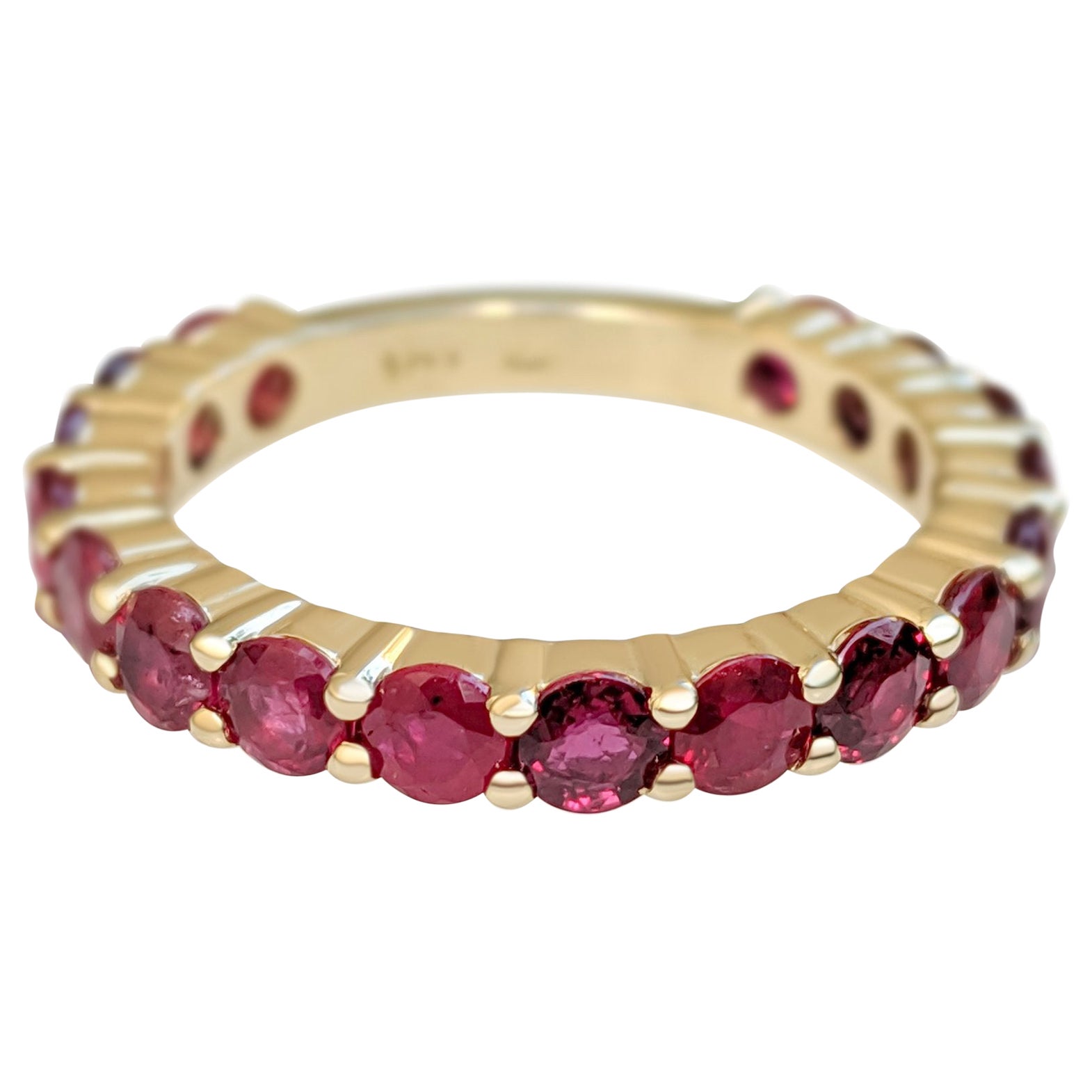 NO RESERVE! 2.14 Carat Ruby 3/4 Eternity Band 14kt Yellow gold - Ring For Sale