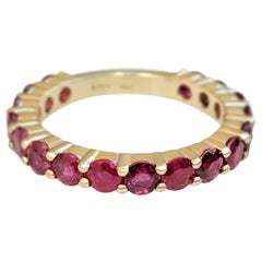 $1 NO RESERVE ! 2.14 Carat Ruby 3/4 Eternity Band 14kt Yellow gold - Ring