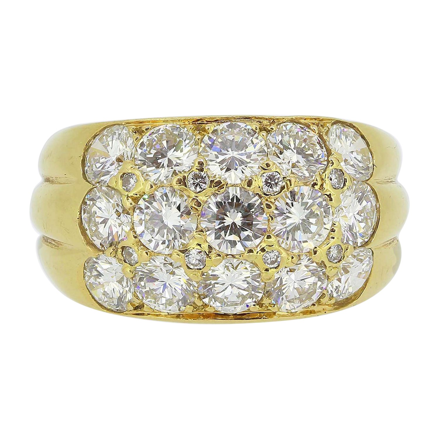 Vintage French 2.50 Carat Diamond Cluster Ring For Sale