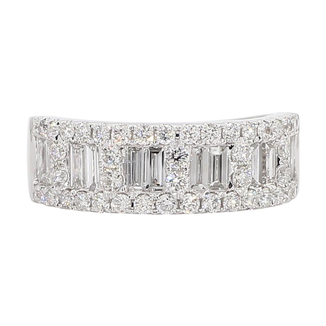 Natural White Baguette Diamond 1.42 Carat TW White Gold Wedding Band For Sale