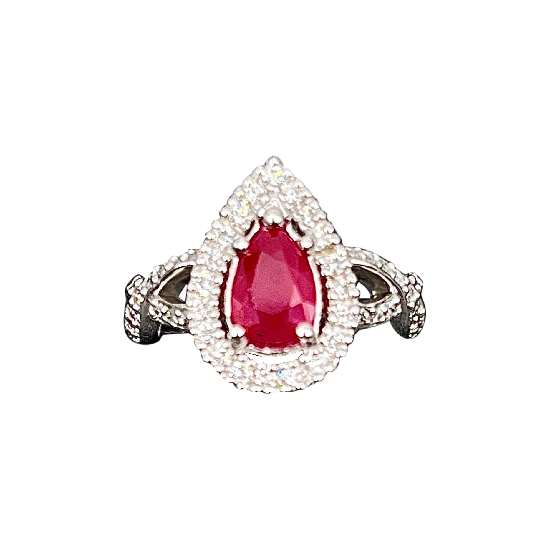 Anillo de Rubí de Birmania Natural y Diamantes de 1,56 ct