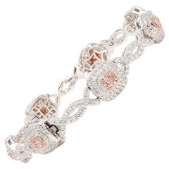 Bracelet tennis en or certifié IGI, avec diamants roses mixtes naturels de 1,97 carat poids total