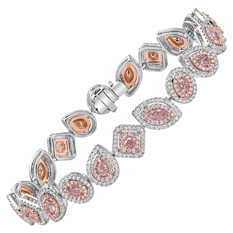 5 Carat Pink Diamond Mixed Shape Bracelet For Sale