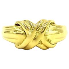 Tiffany & Co. Gold X Pattern Motif Ring