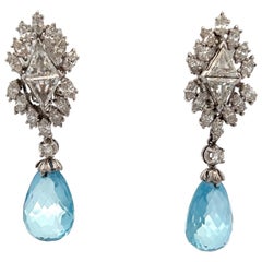 Pendientes Día y Noche de Aguamarina y Diamantes