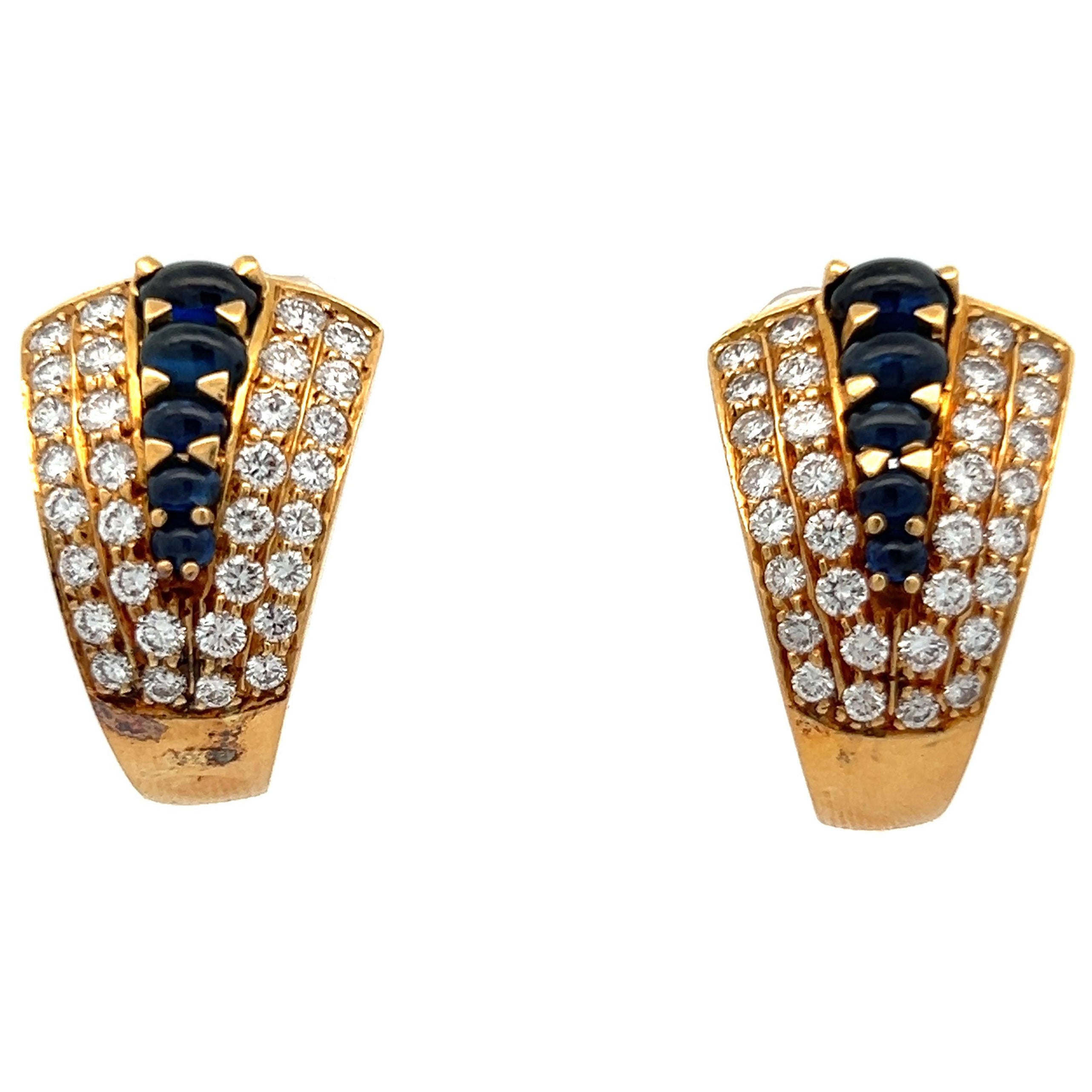 Sapphire and Diamond Earrings  For Sale