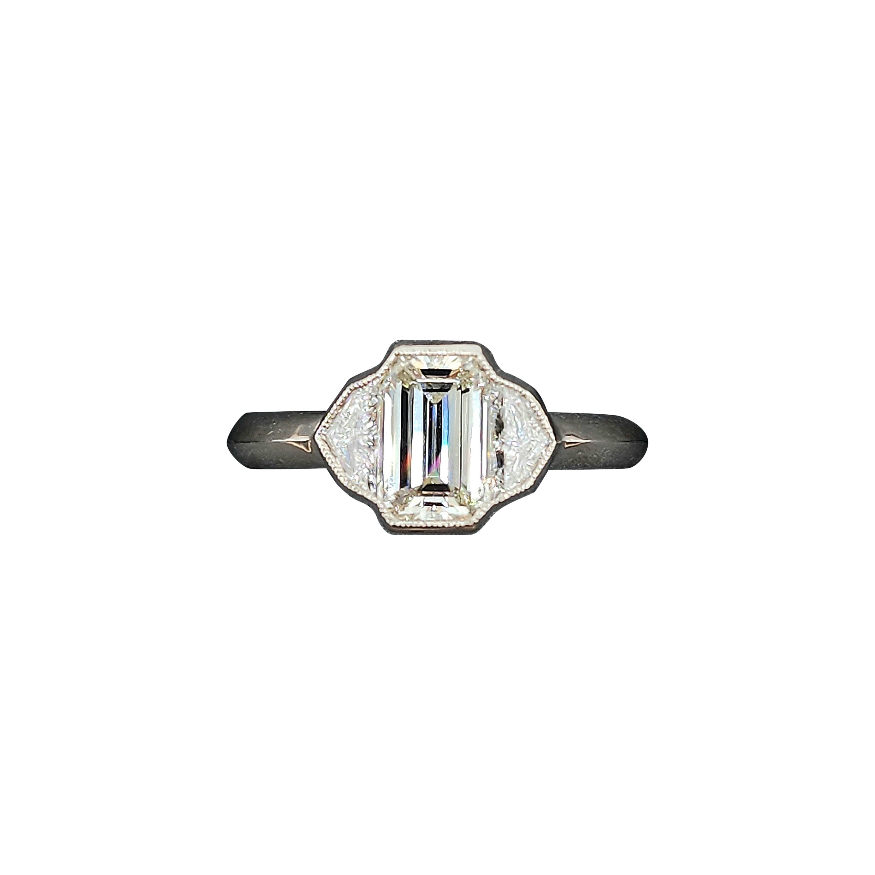 1.73 ct GIA Certified Emerald Cut Diamond Ring