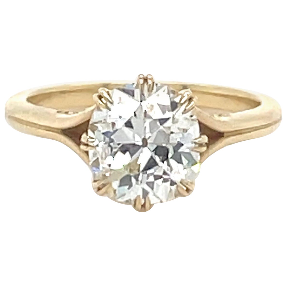1.90 Carat Antique Cushion Diamond Engagement Ring For Sale