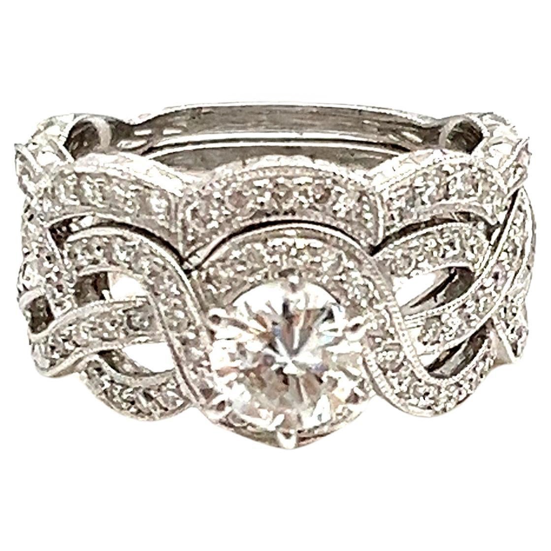 1.00 ct Diamond Engagement Ring Set For Sale