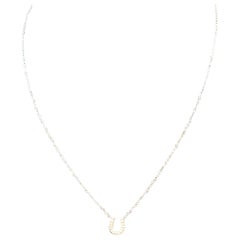Used Tiffany & Co. Horseshoe 18P Diamond Necklace 16" 18 Karat White Gold Authentic