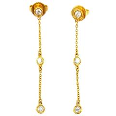 Tiffany & Co. Elsa Peretti Diamonds by the Yard Gold Drop Dangle Earrings