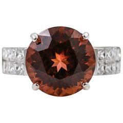 7.15 Carat Strong Pink Orange Tourmaline diamond gold Ring 11