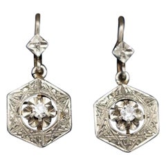 Vintage Delicate Art Deco earrings with diamonds, France, 1930s.