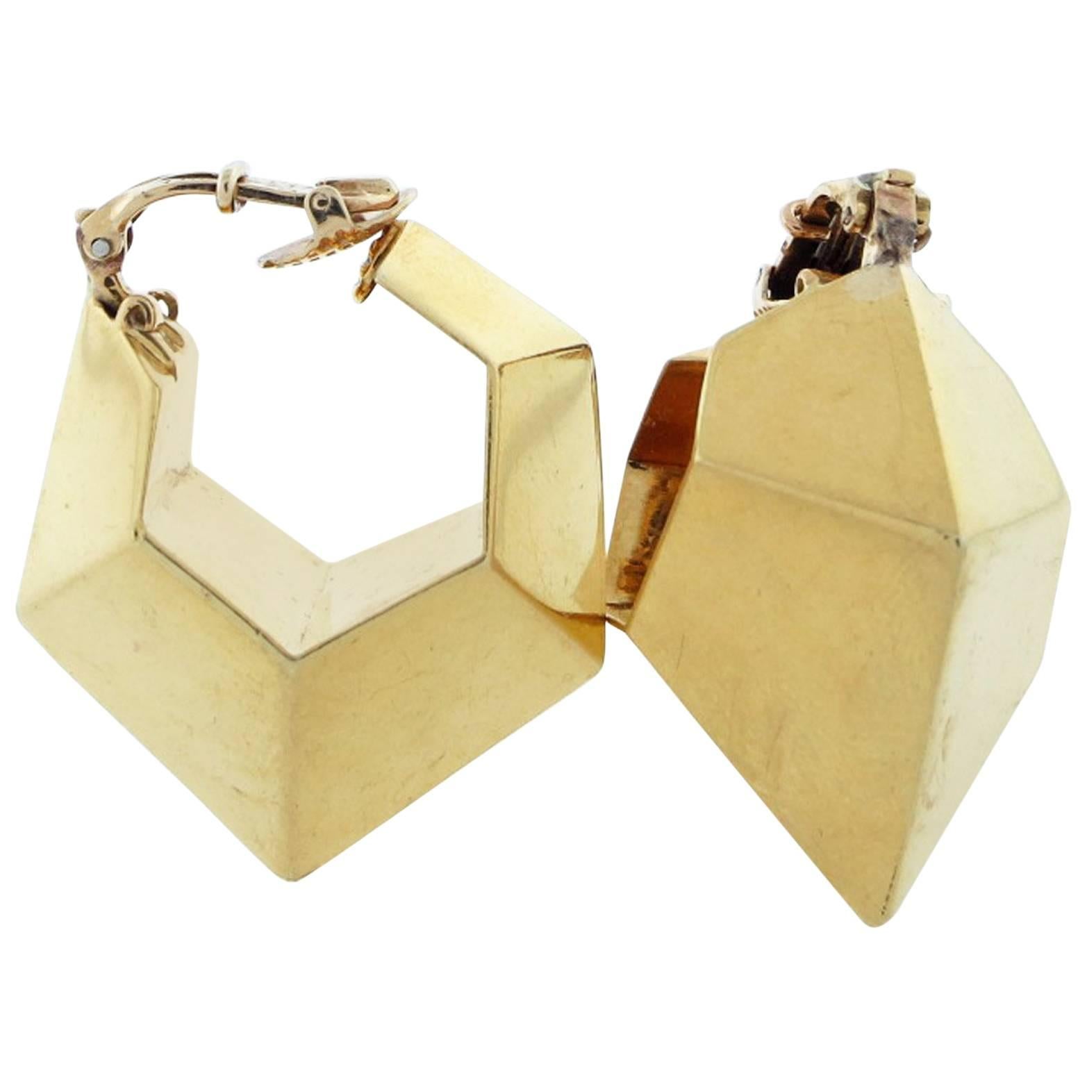 Cartier Modernist gold Cubist design Earrings For Sale