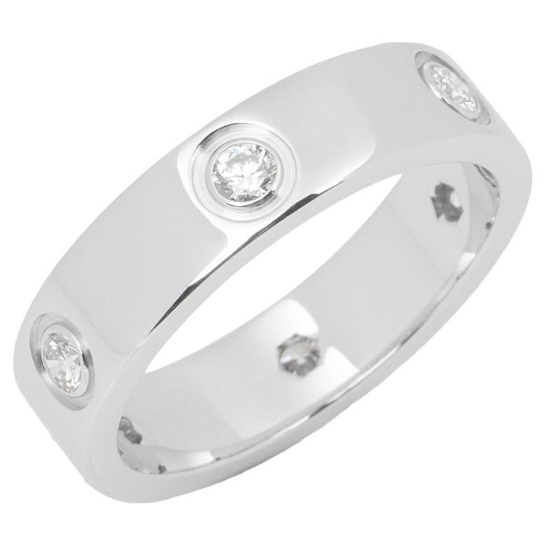 Cartier 6 Diamond 18ct White Gold Love Ring For Sale