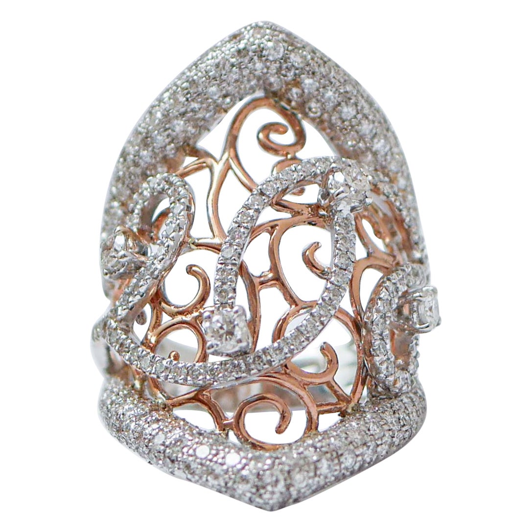 Ring aus 18 Karat Weißgold mit Diamanten und Roségold.