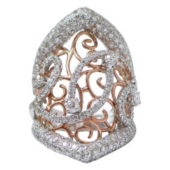 Ring aus 18 Karat Weißgold mit Diamanten und Roségold.