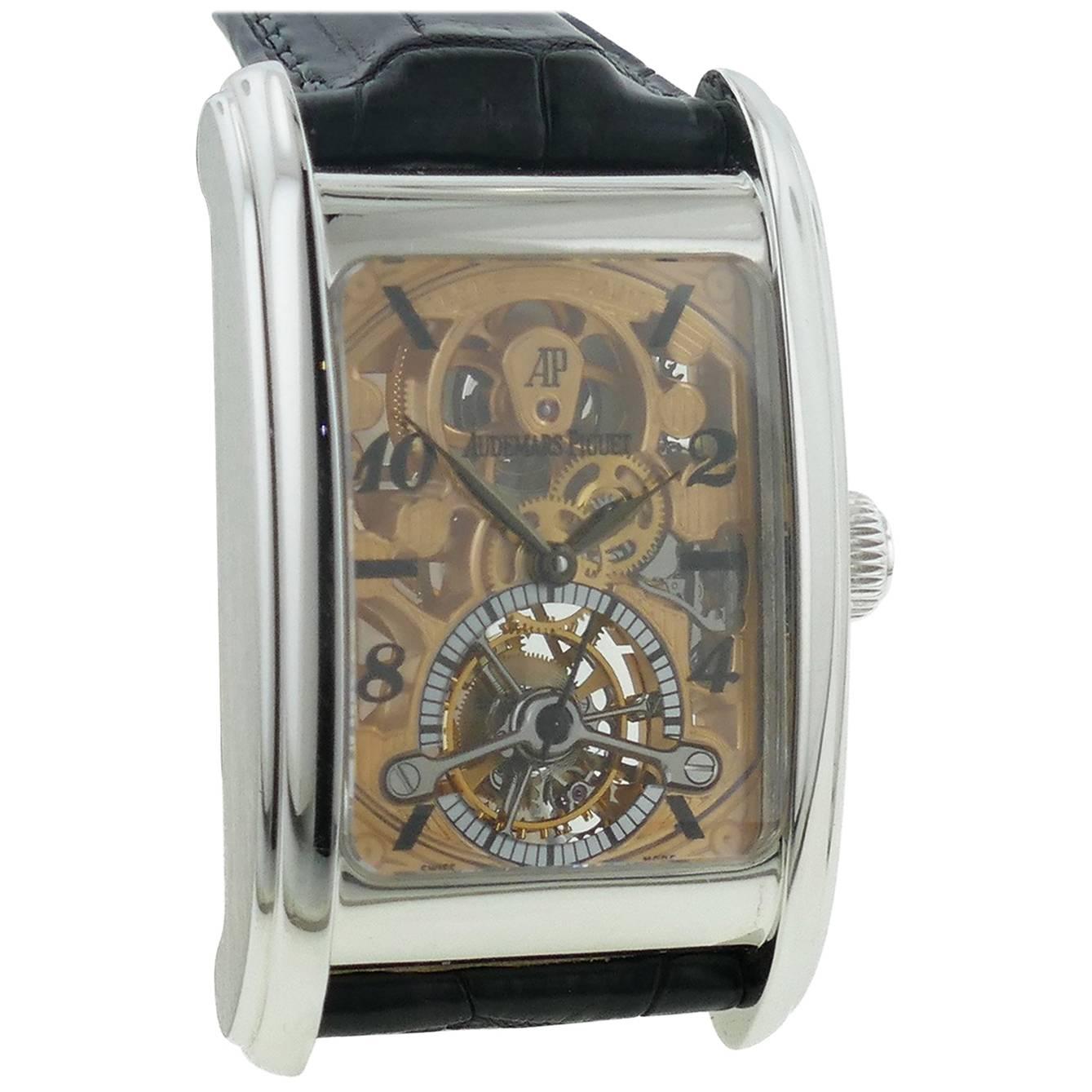  Audemars Piguet Edward Piguet Platinum Skeleton Dial Tourbillon Wristwatch  For Sale