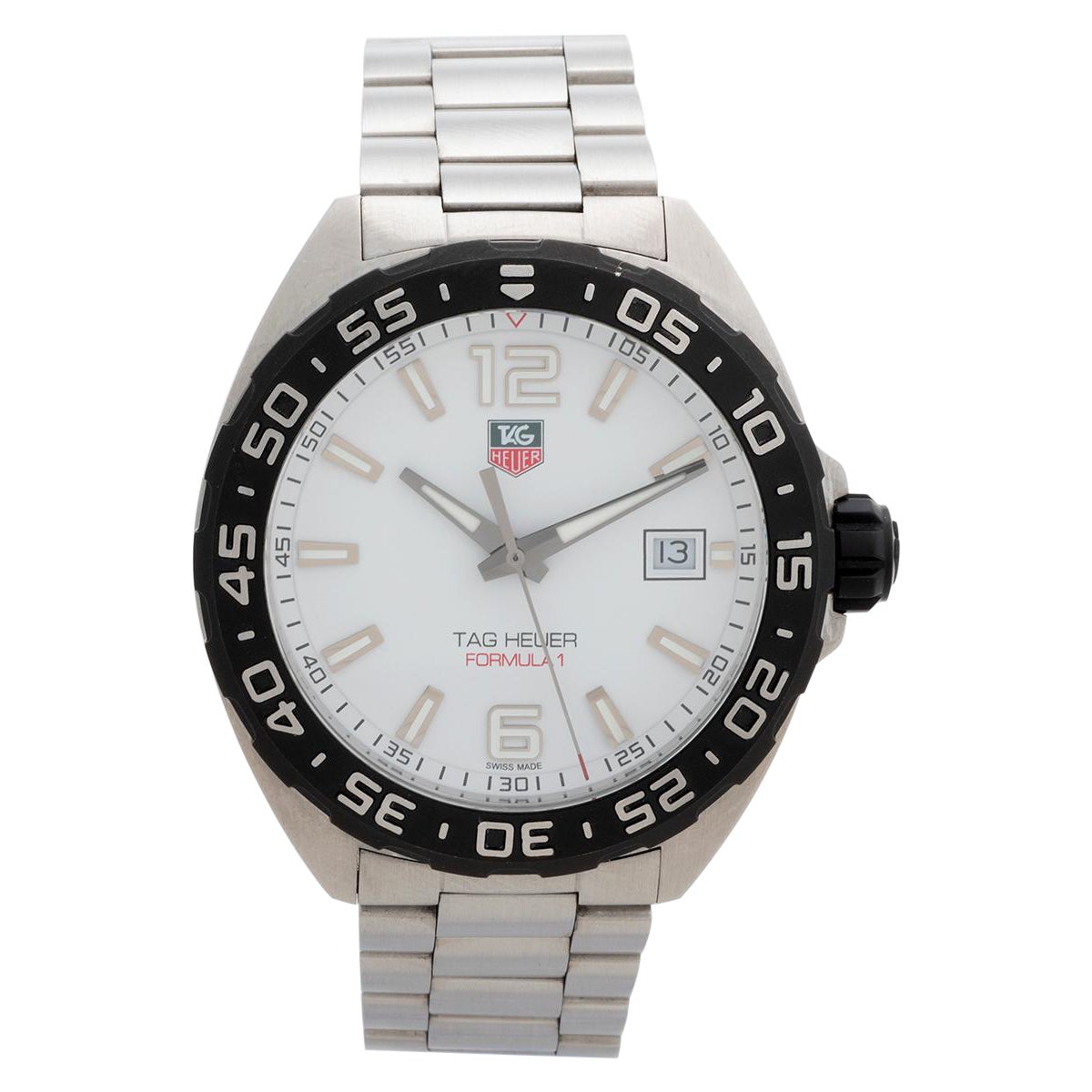 Tag Heuer Formula 1 Wristwatch Ref WAZ111. 41mm, Stainless Steel, White Dial.. For Sale