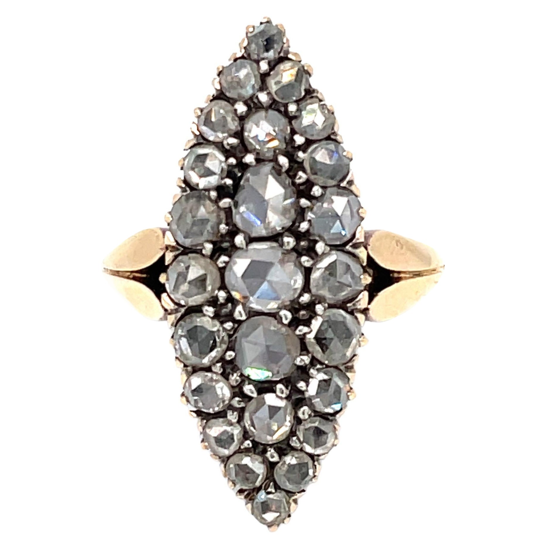 Anillo lanzadera Belle Epoque de oro y plata con diamantes en venta en 1stDibs anillo lanzadera antiguo