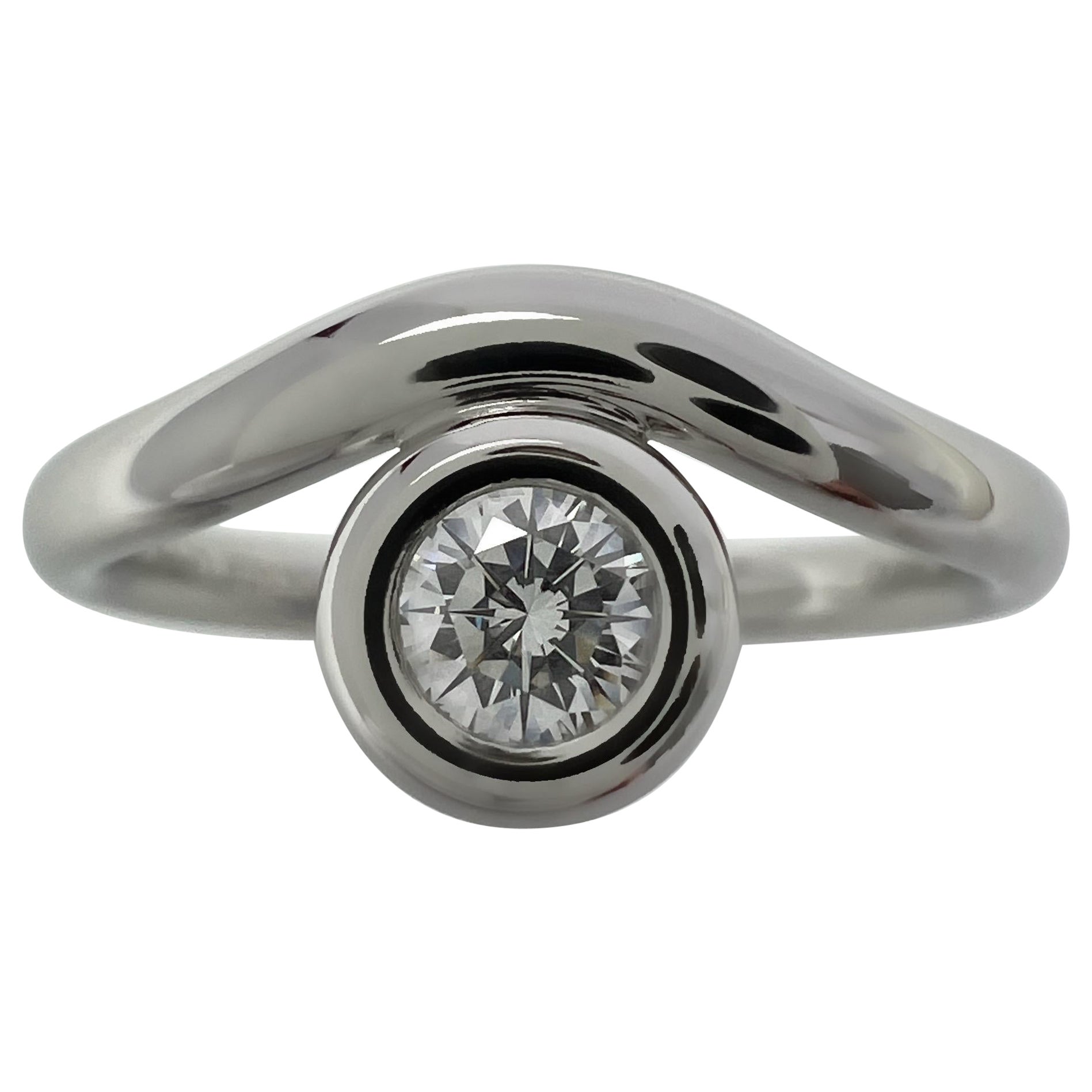 Vintage Tiffany & Co. Round Cut Diamond By The Yard 950 Platinum Solitaire Ring For Sale