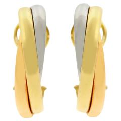 Cartier Trinity Three Color Gold Hoop Earrings