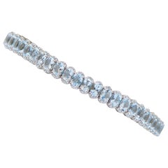 Aquamarine, Diamonds, 18 Karat White Gold Bracelet.