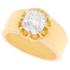 Antiguo Anillo de Compromiso Solitario Unisex de Diamantes de 2,38 quilates y Oro Amarillo de 18k