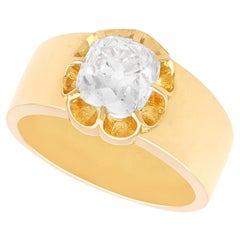 Bague de fiançailles unisexe en or jaune 18 carats et diamants de 2,38 carats