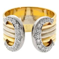 Cartier C De Cartier Diamond Three Color Gold Band Ring