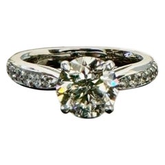 14K White Gold GIA Triple Excellent 1.70 Carat Round Diamond Engagement Ring