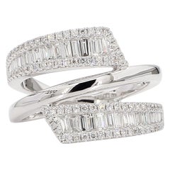 Natural White Baguette Diamond 0.91 Carat TW White Gold Cocktail Band